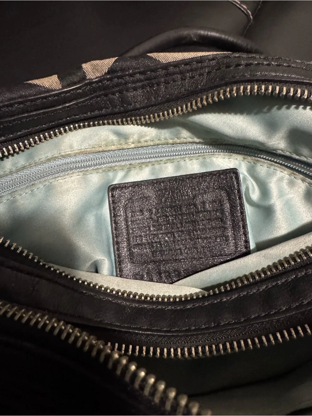 Coach Black and Khaki Signature 'C' Satchel